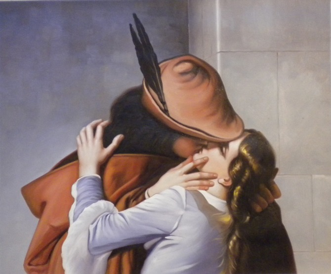 store falso d'autore Kiss - particular High Quality + marco de madera di Francesco Hayez